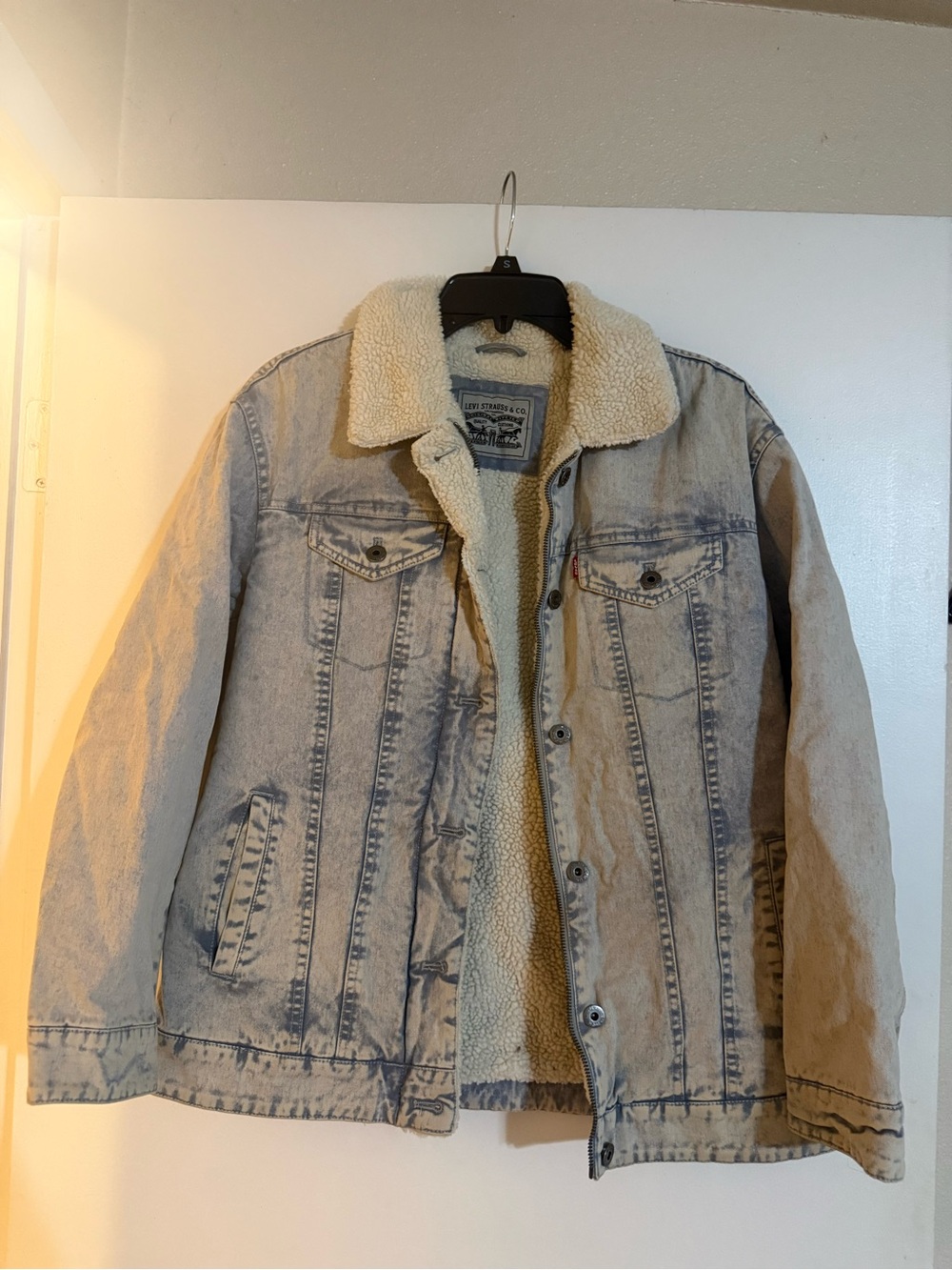 Levi’s Light Acid Wash Sherpa Lined Denim Trucker Jacket
